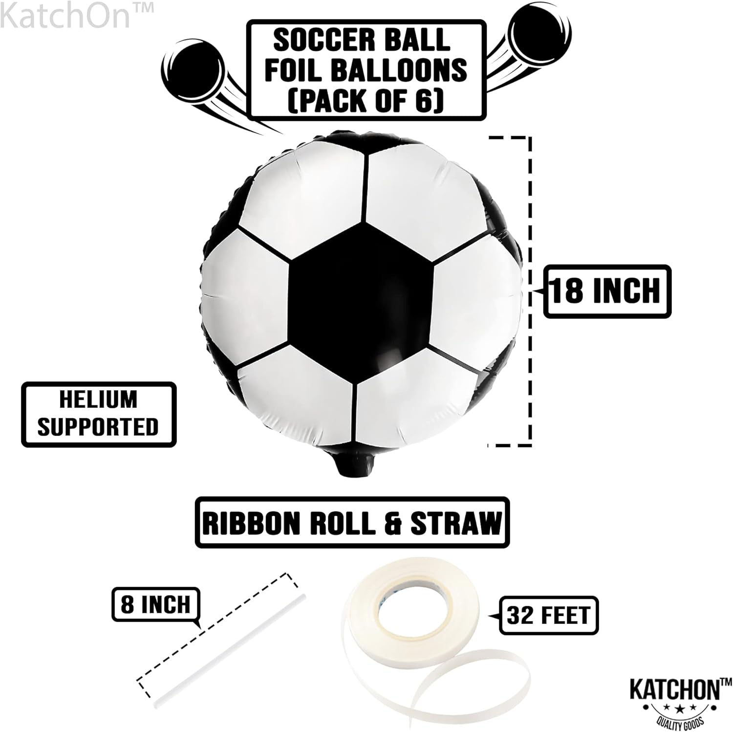6 Pieces, 18 Inch Soccer Balloons - Soccer Party Decorations | Soccer Birthday Party Supplies | Soccer Birthday Balloons for Soccer Party Decorations | Soccer Ball Balloons for Gender Reveal Decor