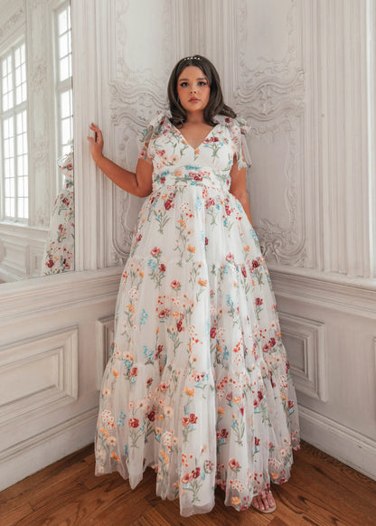 Margaret Floral Embroidered Maxi Wedding Dress